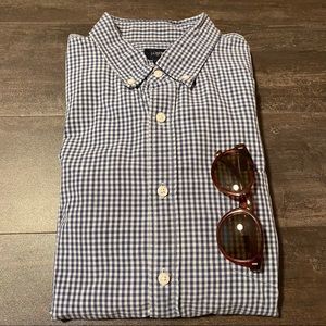 J Crew Mens Blue Plaid Button Down Shirt Size XL